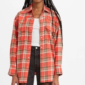 NEW!! LEVI'S DYLAN RELAXED WESTERN SHIRT - BURNT SIENN - SMALL